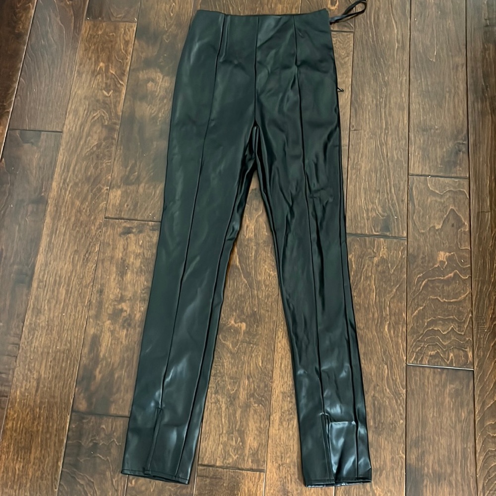 Black leather jeans